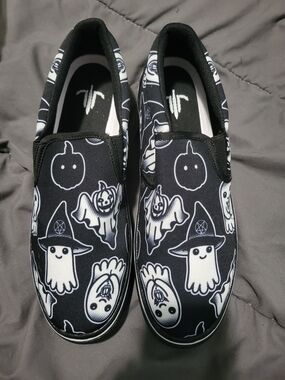 Last Light Apparel Black Ghost Print Slip-On Shoes